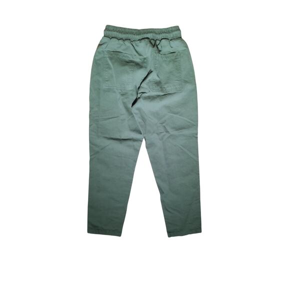 Zara Womens Size XS Elastic Waist Drawstring Pants Green Pockets Cargo Tapered - Picture 2 of 4